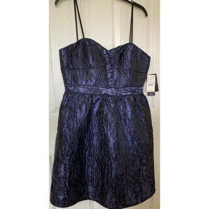 Aqua Mid Blue Textured Spaghetti Strap Sleeveless Cocktail Party Mini Dress 12